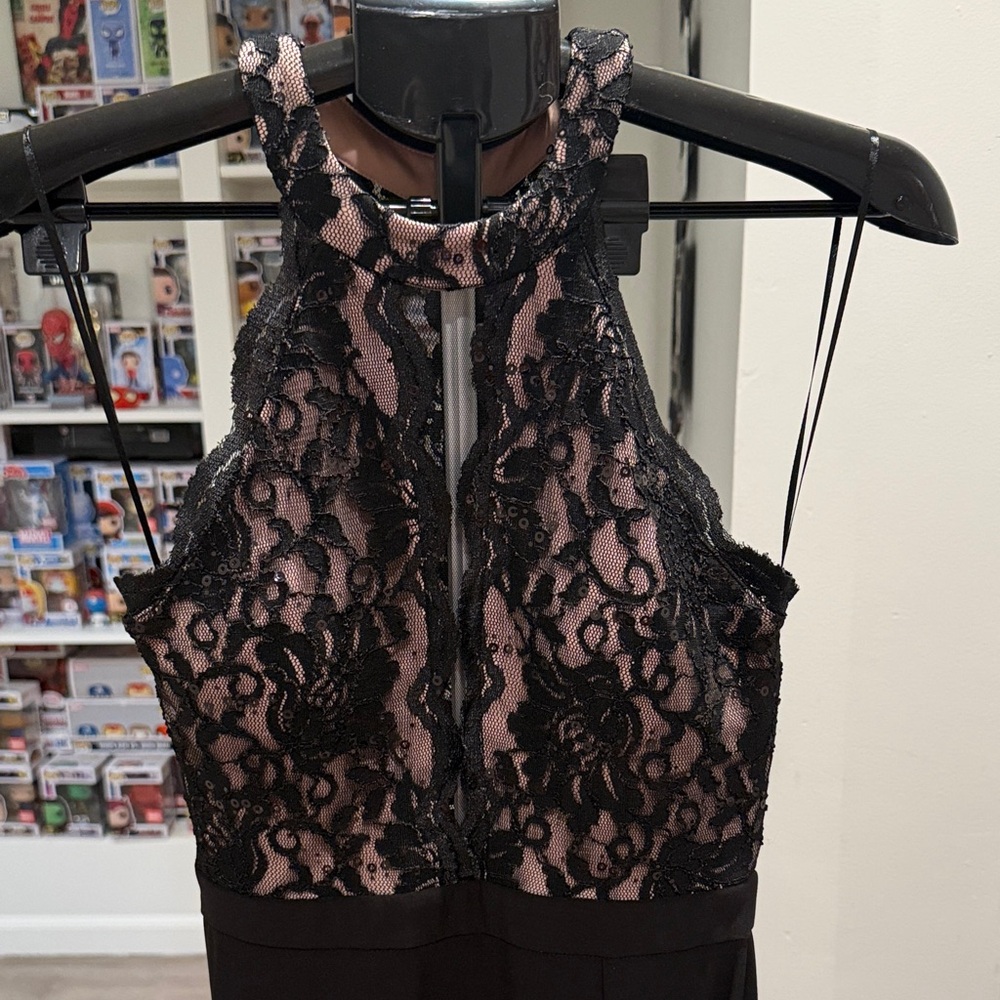 Morgan & Co. Black Lace Backless Dress